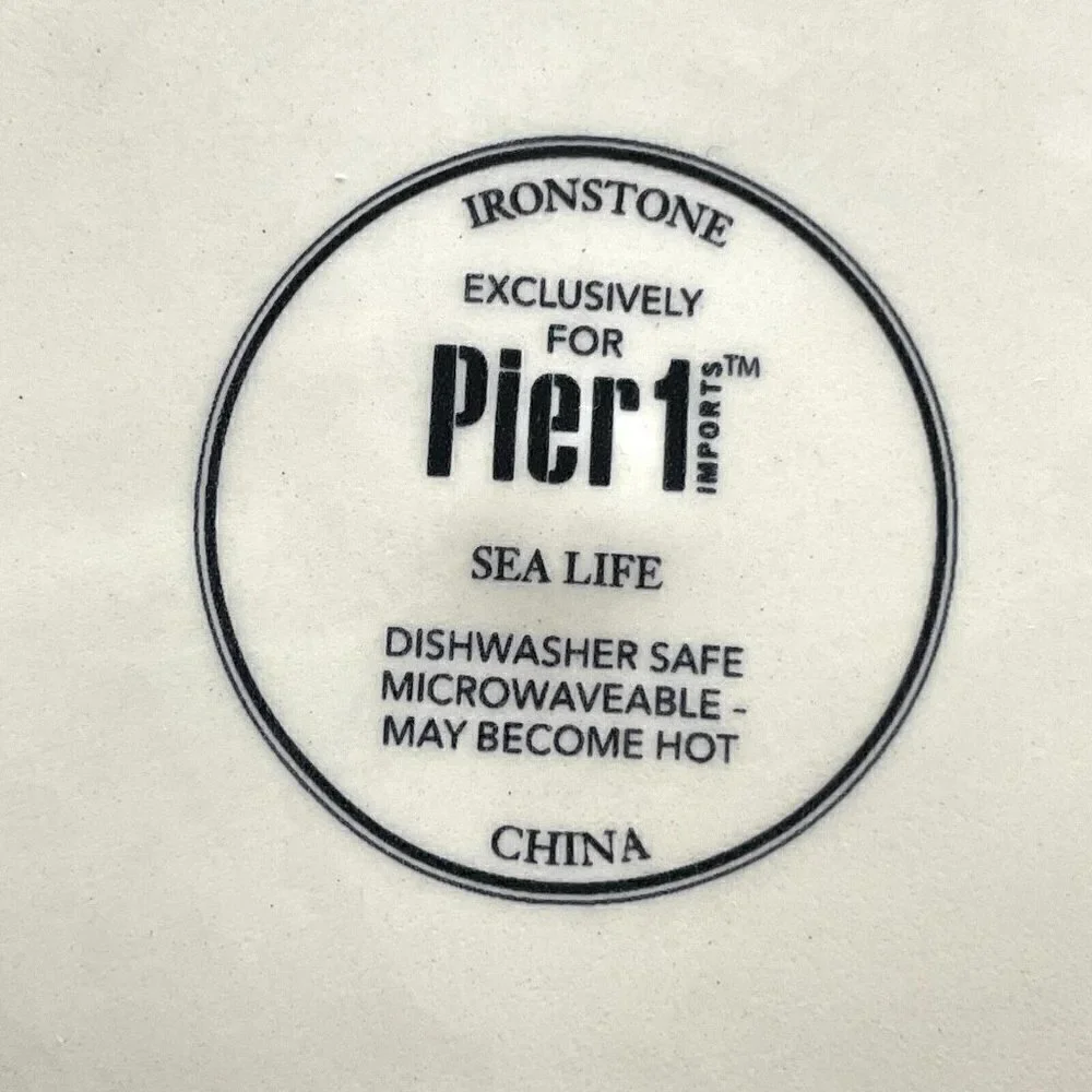 Pier 1 Sea Life RARE Discontinued Pattern Stoneware Ceramic Dinner Plate 10.75
